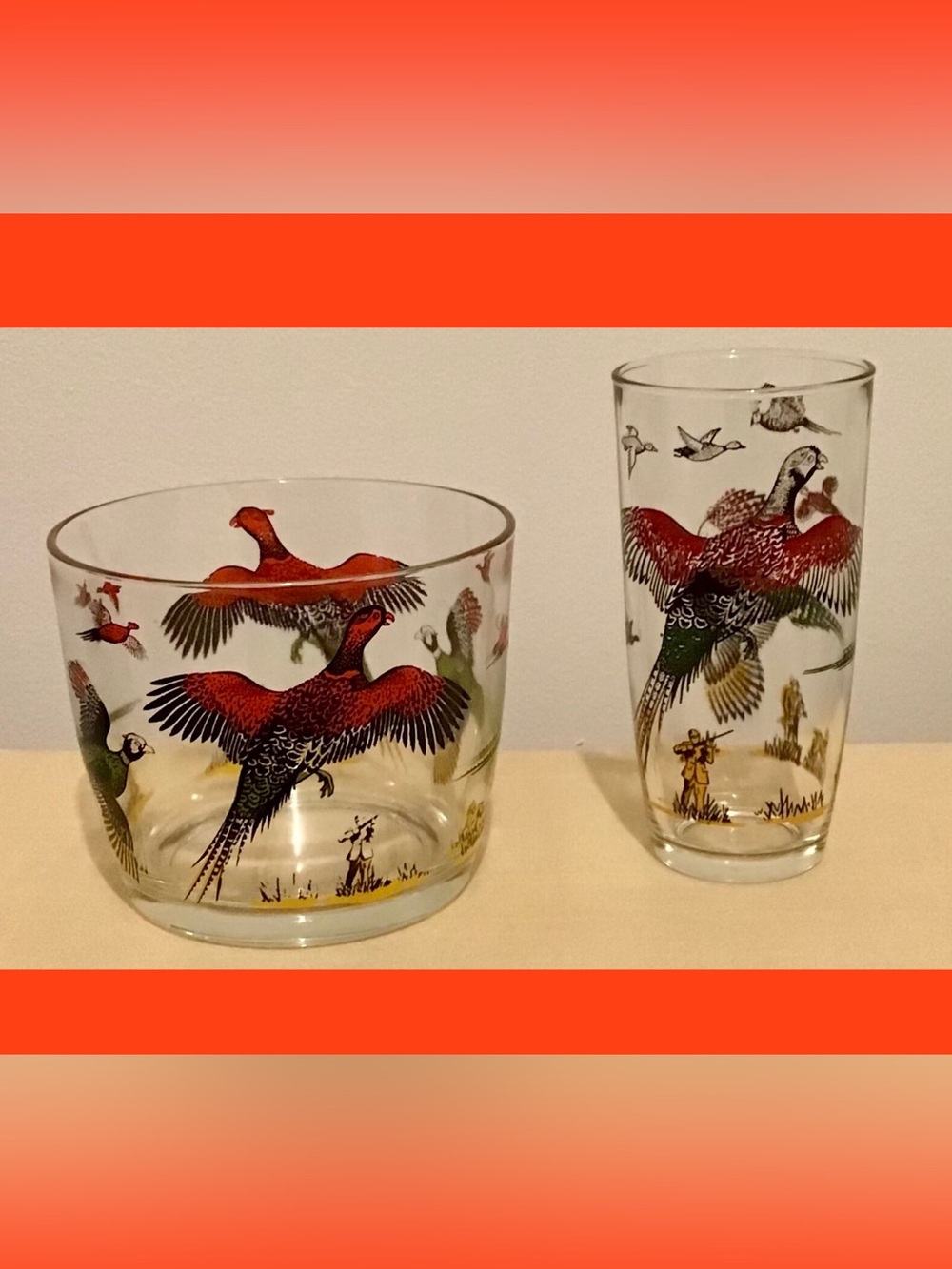 * SALE * Vintage 50s Hazel Atlas Pheasant Set